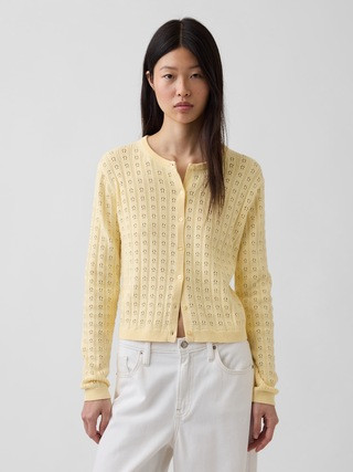 100% Cotton Pointelle Crop Cardigan | Gap (CA)