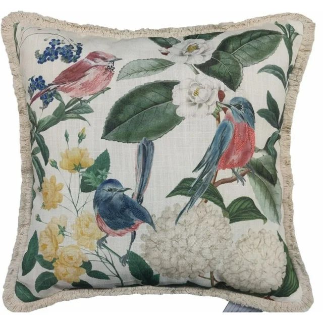 Mainstays Printed Bird Decorative Square Pillow, 18x18, Multi-Color, 1 per Pack | Walmart (US)