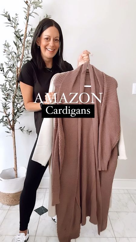Amazon cardigans for fall! All run true to size - wearing a small in all. Black leggings are from Amazon and run true to size. Black tee runs tts and Adidas sambas run big



#LTKfindsunder50 #LTKSeasonal #LTKover40