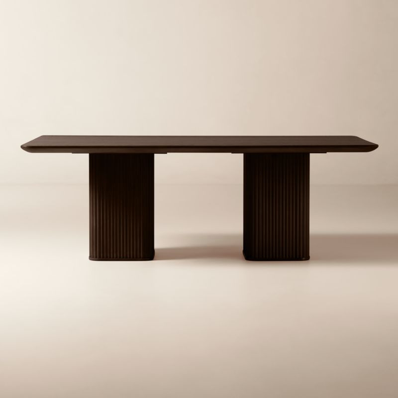 Davison 85" Rectangular Fluted Dark Oak Dining Table | CB2