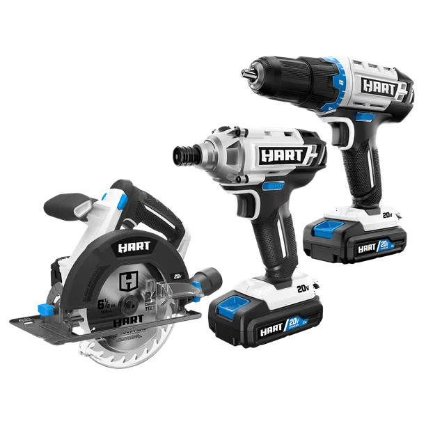 HART 20-Volt 3 Tool Combo Kit (2) HART 20-Volt 2.0Ah Lithium-Ion Batteries - Walmart.com | Walmart (US)