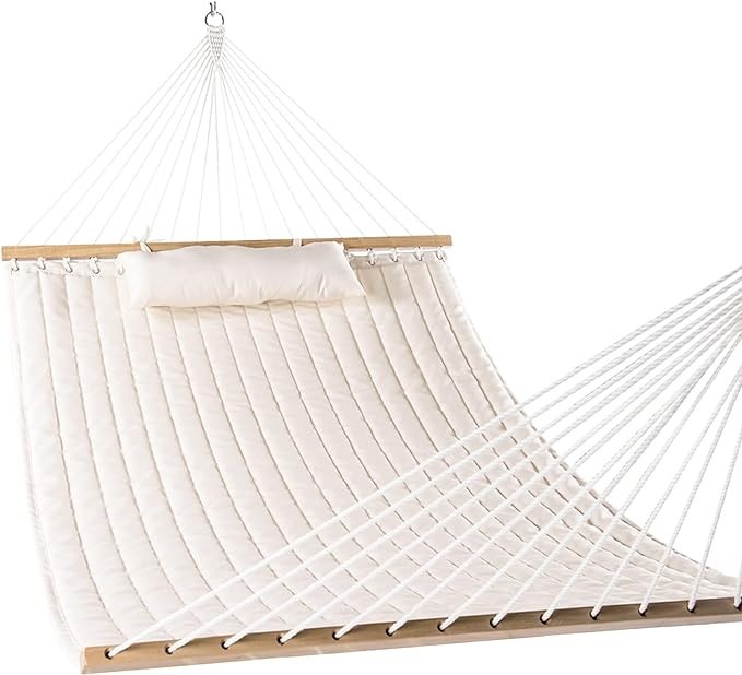 Lazy Daze 12 FT Double Quilted Fabric Hammock with Spreader Bars and Detachable Pillow, 2 Person ... | Amazon (US)