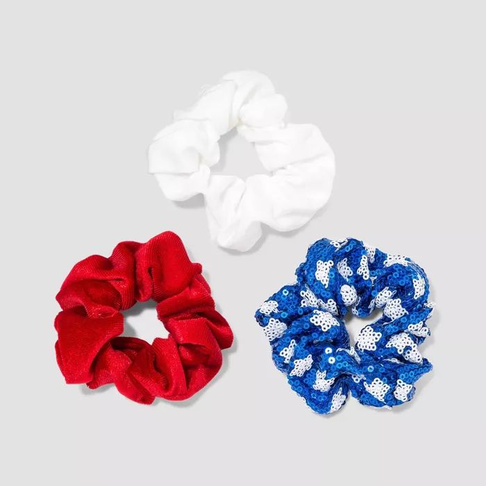 Solid Velvet White Jersey and Sequin Star Fabric Wrapped Hair Twister Set 3pc | Target