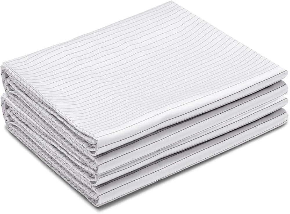 RILEY Home Sateen Flat Sheet White Pin Stripe Size Cal/King 110 x 104 in | Amazon (US)