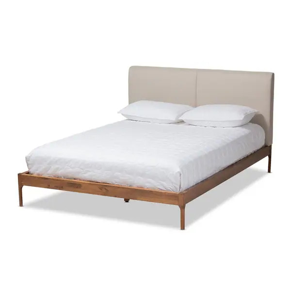 Mid-Century Platform Bed by Baxton Studio - Beige - King | Bed Bath & Beyond
