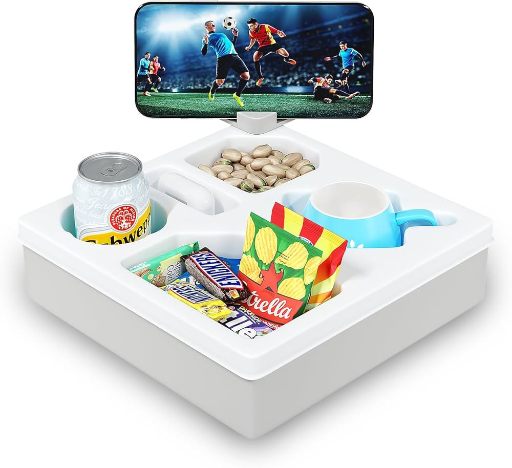 Couch Caddy with Rotatable Phone Holder,Couch Cup Holder Tray for Bed Sofa Organizer,Waterproof C... | Amazon (US)