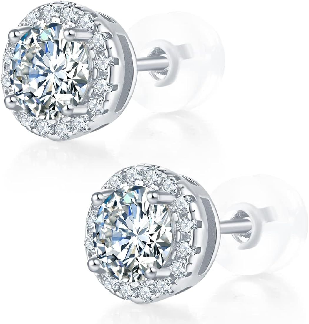 Moissanite Stud Earrings 925 Sterling Silver Lab Created Diamond Earrings for Women Men 7ZHUS Jewelr | Amazon (US)