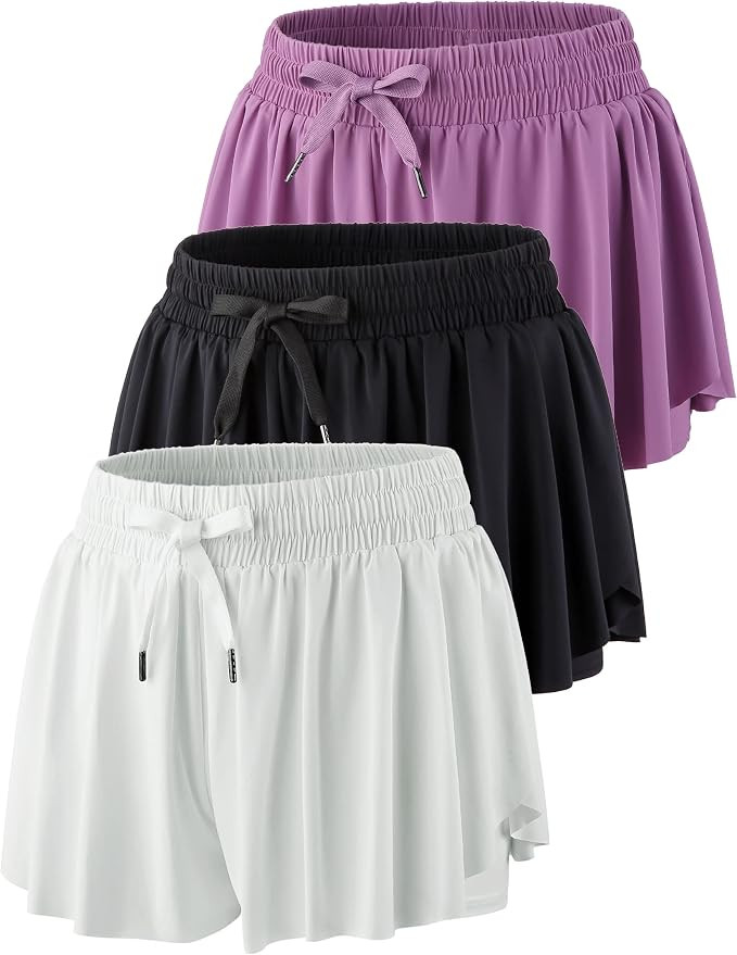 1 or 3 Pack Women’s Flowy Athletic Shorts – 2-in-1 Butterfly Running Shorts with Built-In Spa... | Amazon (US)