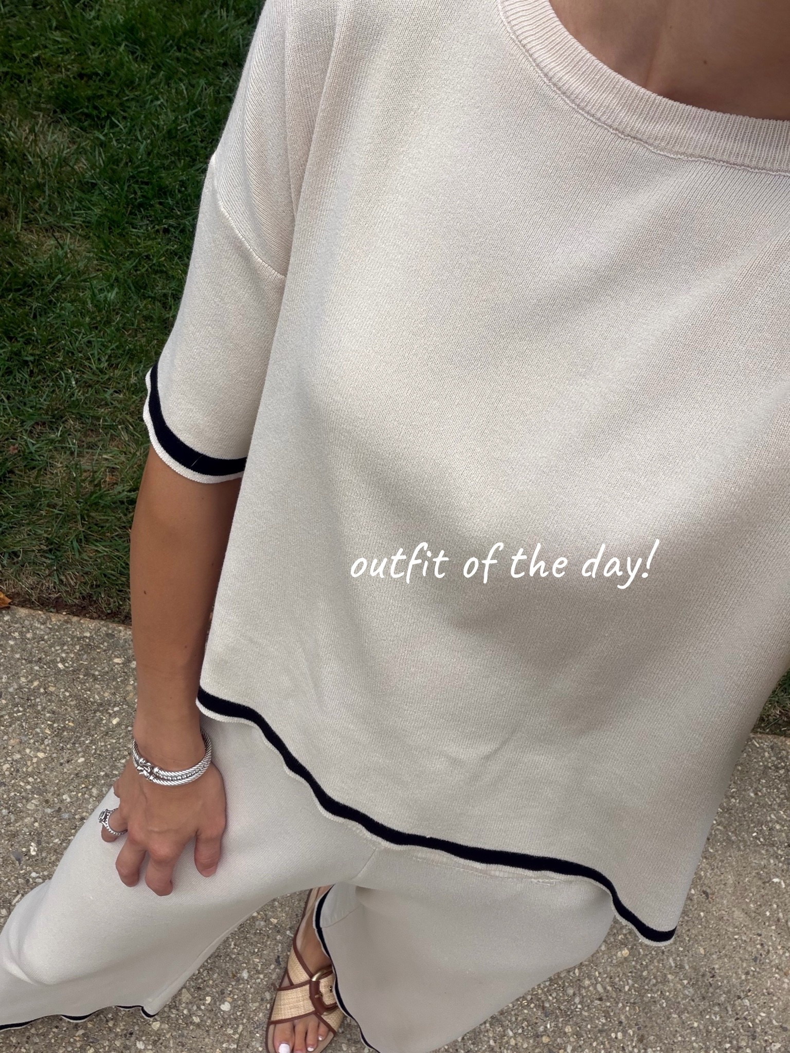 Outfit of the day featuring my go-to matching set and the most comfortable sandals. And! The sandals are currently on sale!!

#LTKSaleAlert #LTKootd