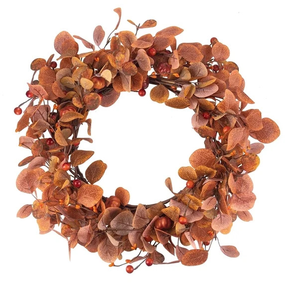 Scidweet Fall Wreaths for Front Door, 22" Artificial Eucalyptus Leaves Autumn Wreaths Modern Farm... | Walmart (US)