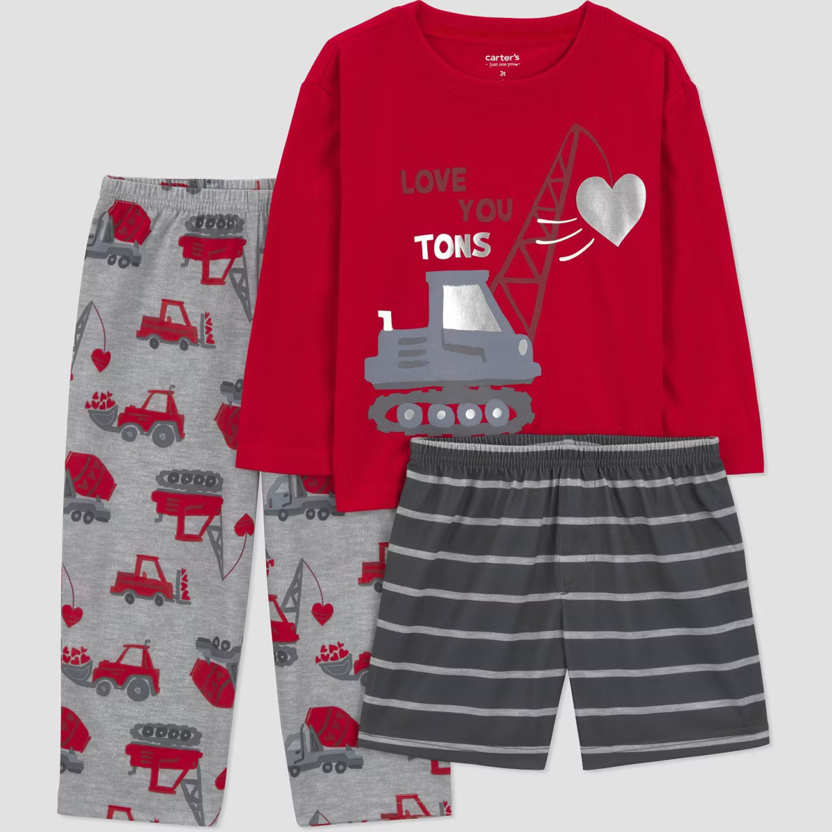 Carter's Just One You® Toddler Boys' Valentine's Day 3pc Love You Tons Construction Pajama Set -... | Target
