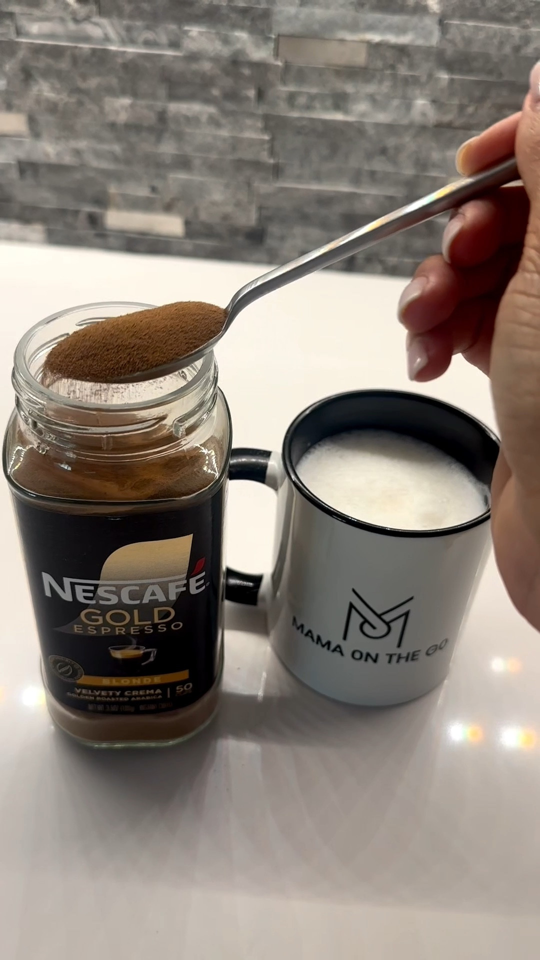 First I drink the coffee ☕️ , then I do the mom 🧑‍🧒‍🧒 things. My coffee routine when on the go and I don’t have time to be fancy- instant fix✨