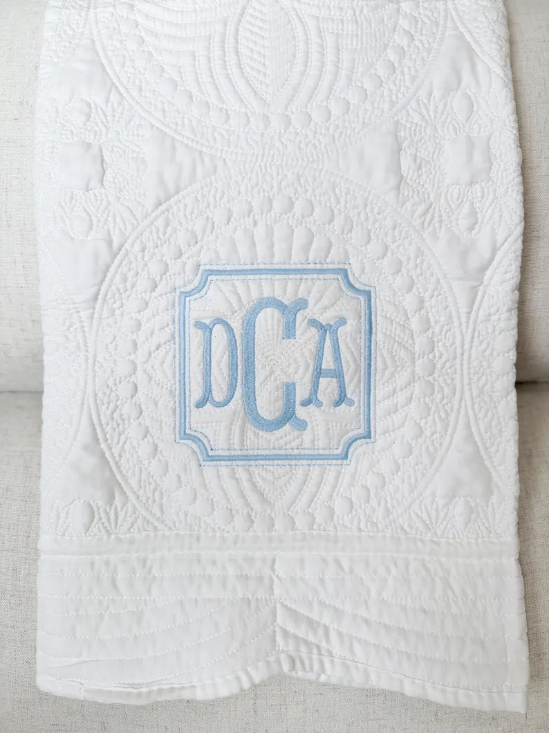 Personalized Embroidered Heirloom Quilt | Elegant Font | Custom Name/monogram| Baby Shower Gift |... | Etsy (US)