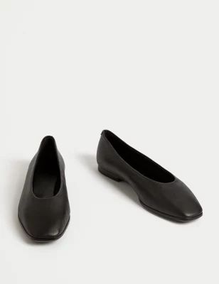 Leather Square Toe Ballet Pumps | M&S Collection | M&S | Marks & Spencer IE