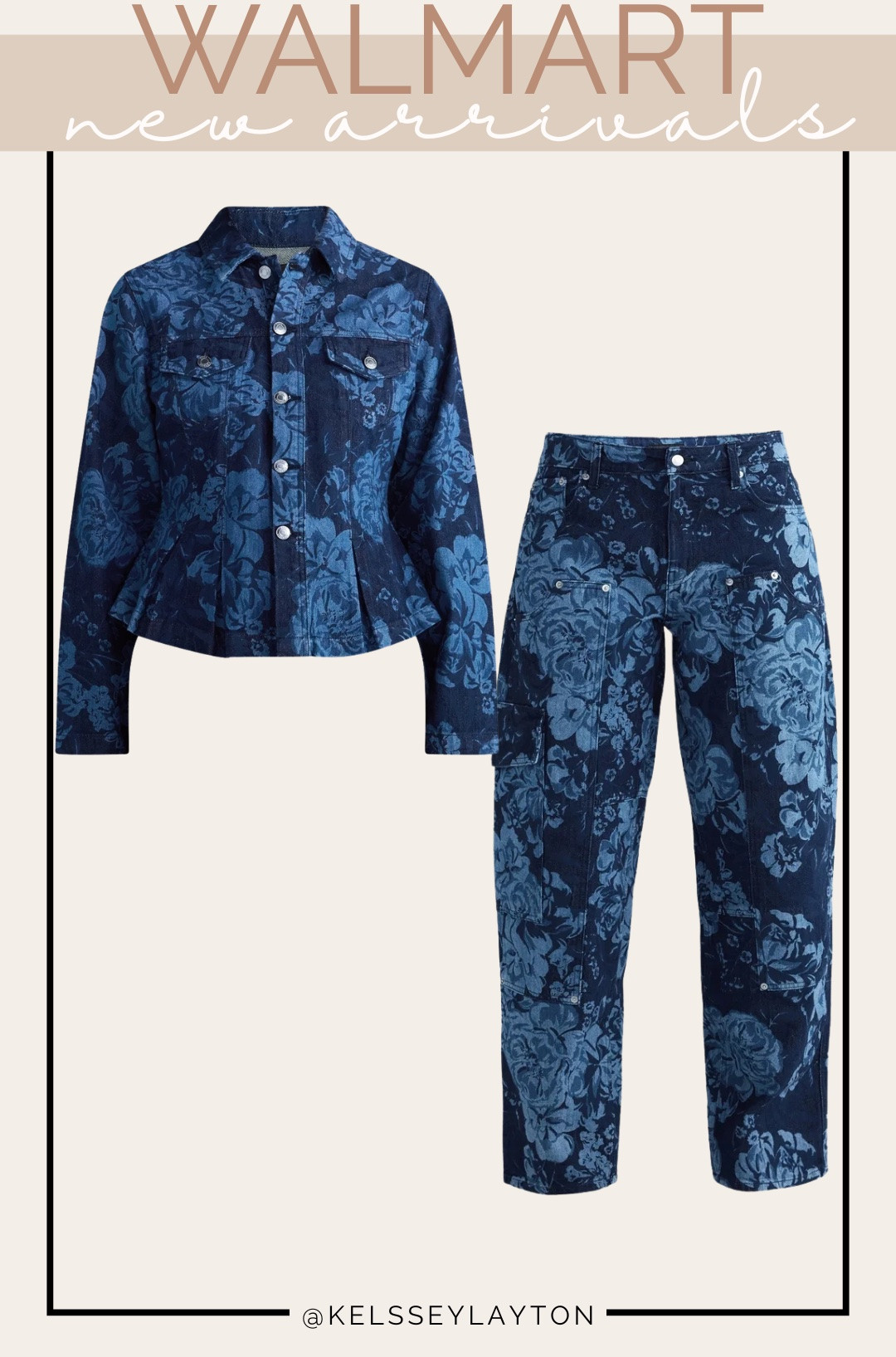 Walmart new arrival, floral print denim jeans and jacket

#LTKootd