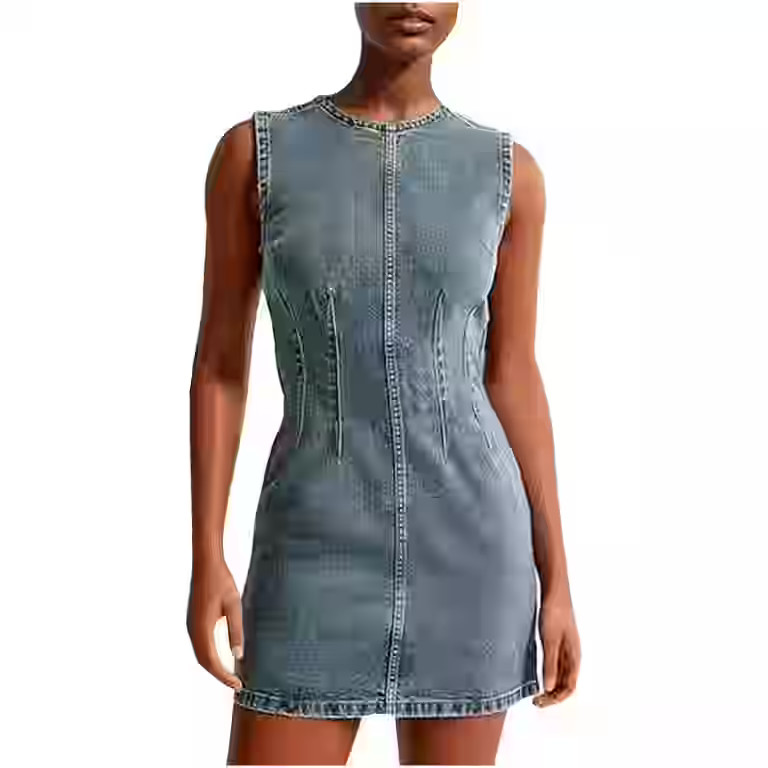 JIANJIA Casual Dresses For Women Sleevele Bodycon Denim Mini Waist Tank Jean Dress Outwear | Walmart (US)