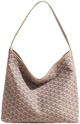 Geometric pattern shoulder bag, large capacity shoulder bag, brown trim, stylish women's crossbod... | Amazon (US)