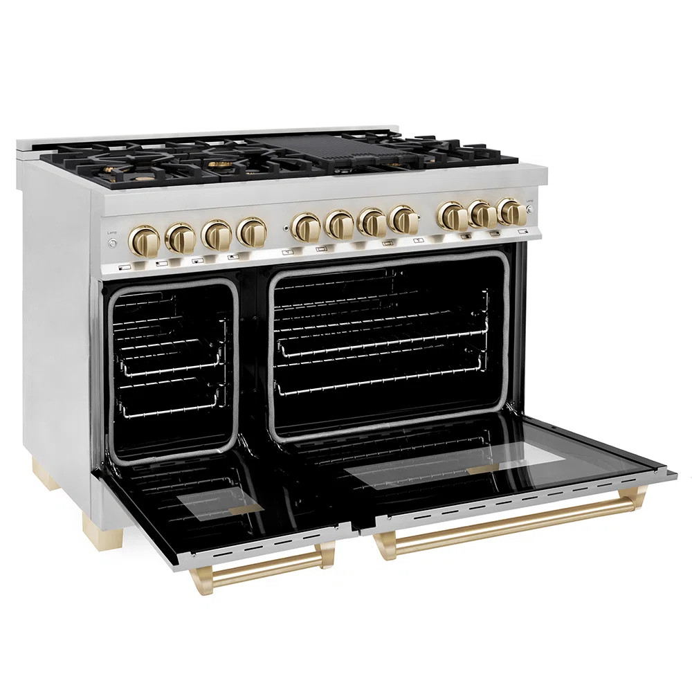 ZLINE Autograph 48" Legacy Dual Fuel Range w/ 7 Burners & Accents RAZ-48-G | Wayfair North America