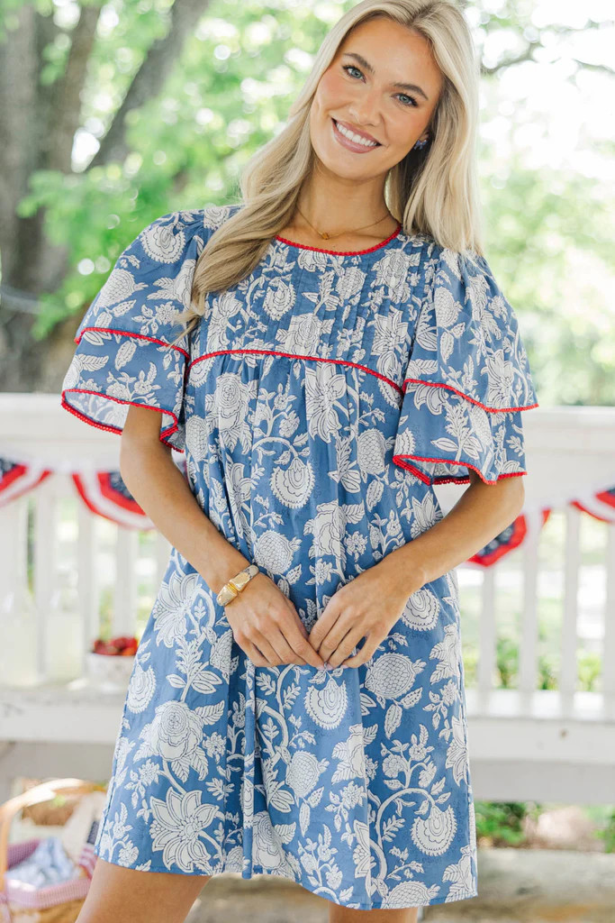Seasonal Nostalgia Blue Chintz Babydoll Dress | The Mint Julep Boutique