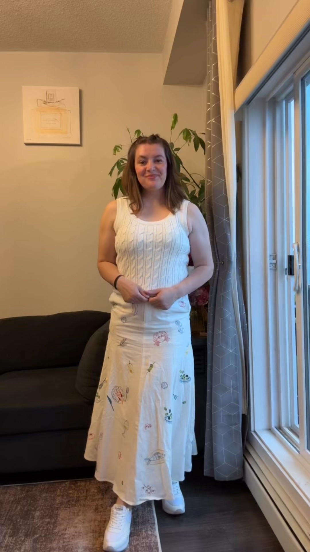 I m most comfortable in a skirt / dress, and this embroidered linen midi skirt (maxi on most people) is giving me European Summer vibes. 

I mean I am wearing to work but it’s the vibes that count right? 

#LTKcanada #LTKmodest #LTKsummer