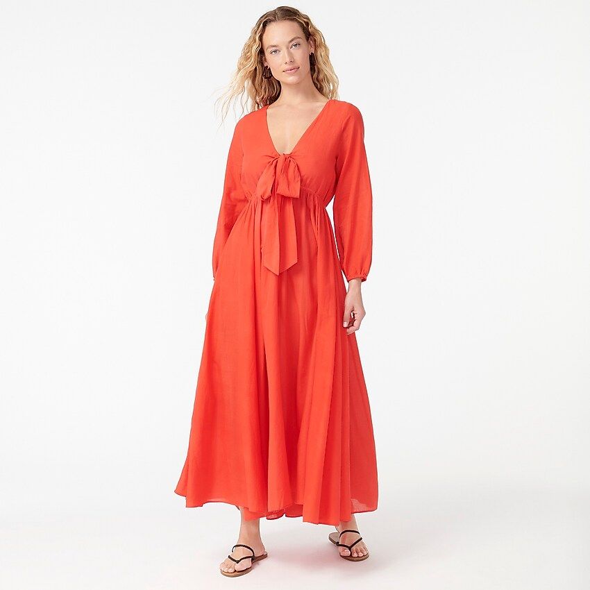 Tie-front cotton-voile maxi dress | J.Crew US