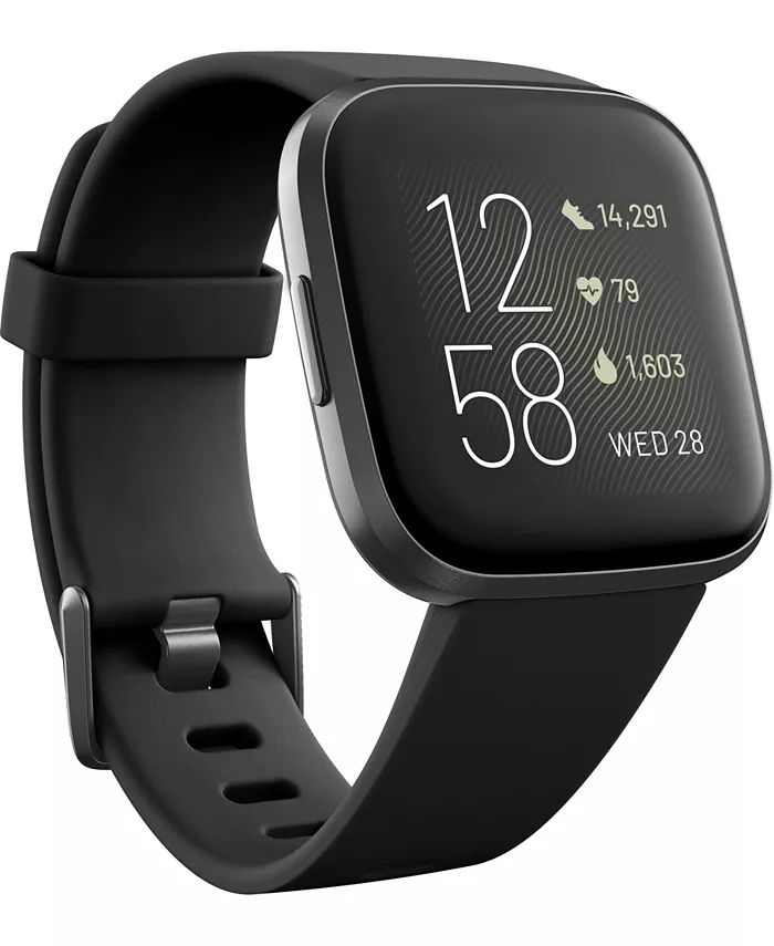 Versa 2 Black Elastomer Strap Touchscreen Smart Watch 39mm | Macys (US)
