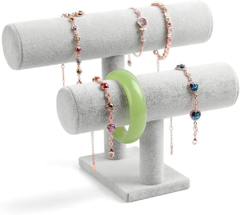 Wuligirl 2 Tier Velvet Bracelets Watches Holder Jewelry Display Stand Organizer Storage Bangle Ne... | Amazon (US)