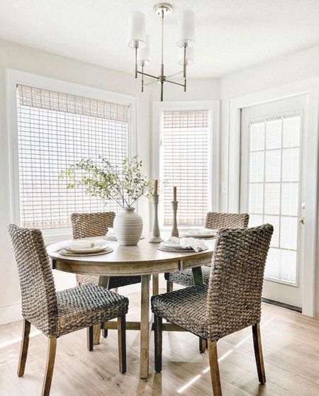 Love this affordable dining room table! Stock photo is lighter than true color. Extendable and a great designer look for less! Available on Amazon! 

Unfortunately chairs are discontinued  

Dining table, round dining table, extendable dining table , chandelier, shaded chandelier, woven shades, cordless shades, cordless blinds, faux greenery, amazon home, Amazon finds, dining room, kitchen table 

#LTKfindsunder100 #LTKsalealert #LTKhome