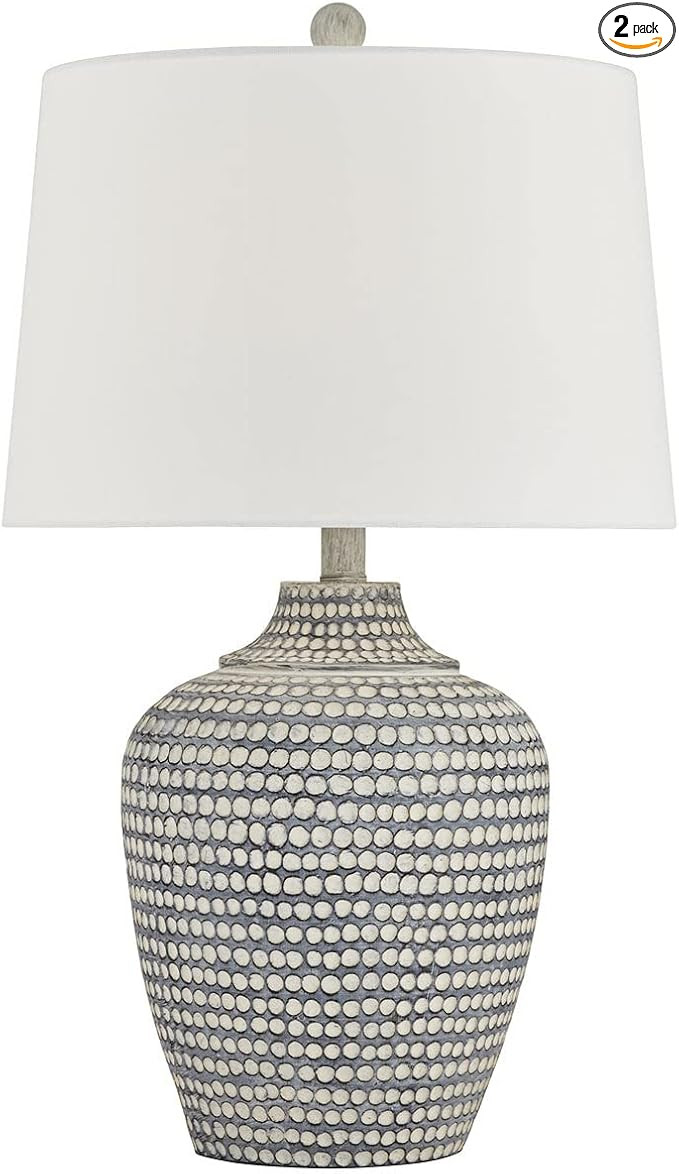 Alese Textured Dot Jug Table Lamp (2), Grey Wash Finish, Cast Resin Construction, White Linen Rou... | Amazon (US)