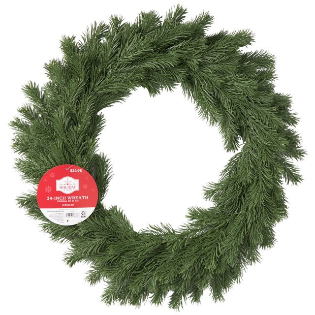 Artificial Greenery Christmas Wreath, 24 in, by Holiday Time | Walmart (US)