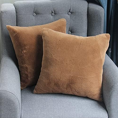 coolshion Pack of 2 Faux Fur Fuzzy Cozy Soft Decorative Brown Throw Pillow Covers Set Cushion Cas... | Amazon (US)