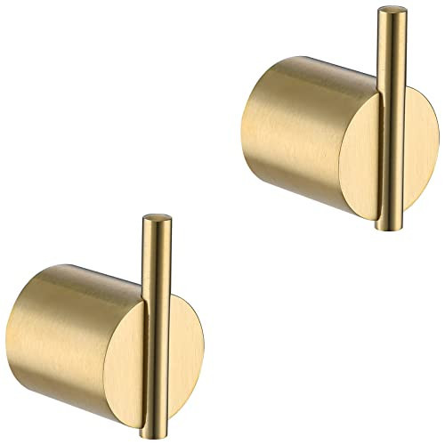 RANDOM Brushed Gold Towel Hook,Gold Hooks for Wall 304 Stainless Steel Towel Hooks for Bathrooms Kitchen Gold Wall Hooks Modern Towel Hook Wall Mounted Hand Towel Holder Coat Hooks 2 Pack.96068-8BG2 | Amazon (US)