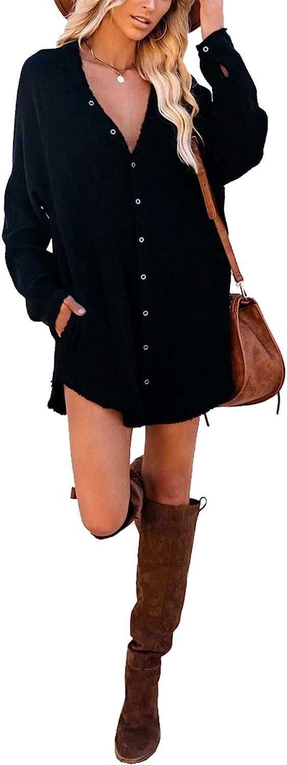 Jar of Love Women's V-Neck Button Down Tunic Shirt with Pockets | Amazon (US)