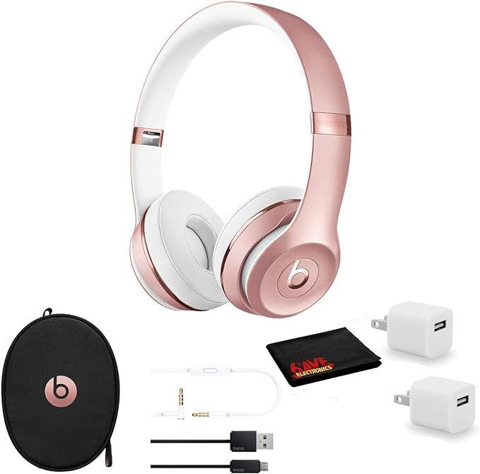 Beats by Dr. Dre Beats Solo3 Wireless On-Ear Bluetooth Headphones (Rose Gold) - Kit with USB Adap... | Amazon (US)