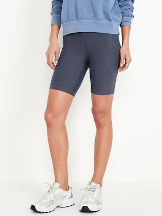 High-Waisted PowerSoft Biker Shorts -- 8-inch inseam | Old Navy (US)
