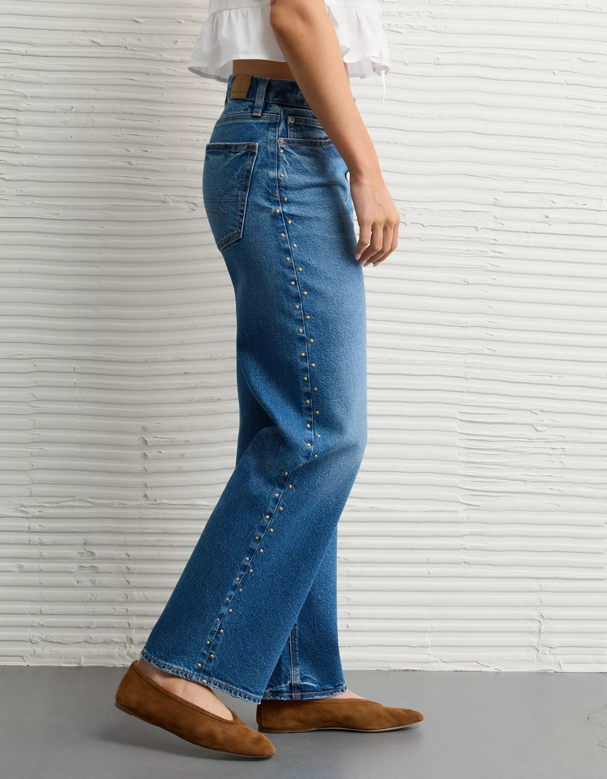 AE Stretch Studded High-Waisted Stovepipe Jean | American Eagle Outfitters (US & CA)