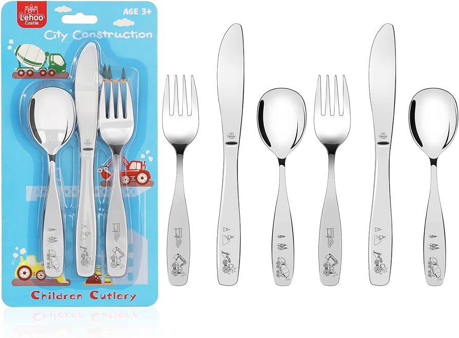 Lehoo Castle Kids Silverware Stainless Steel, 6pcs Toddler Spoons and Forks Knife Set, Safe Child... | Amazon (US)