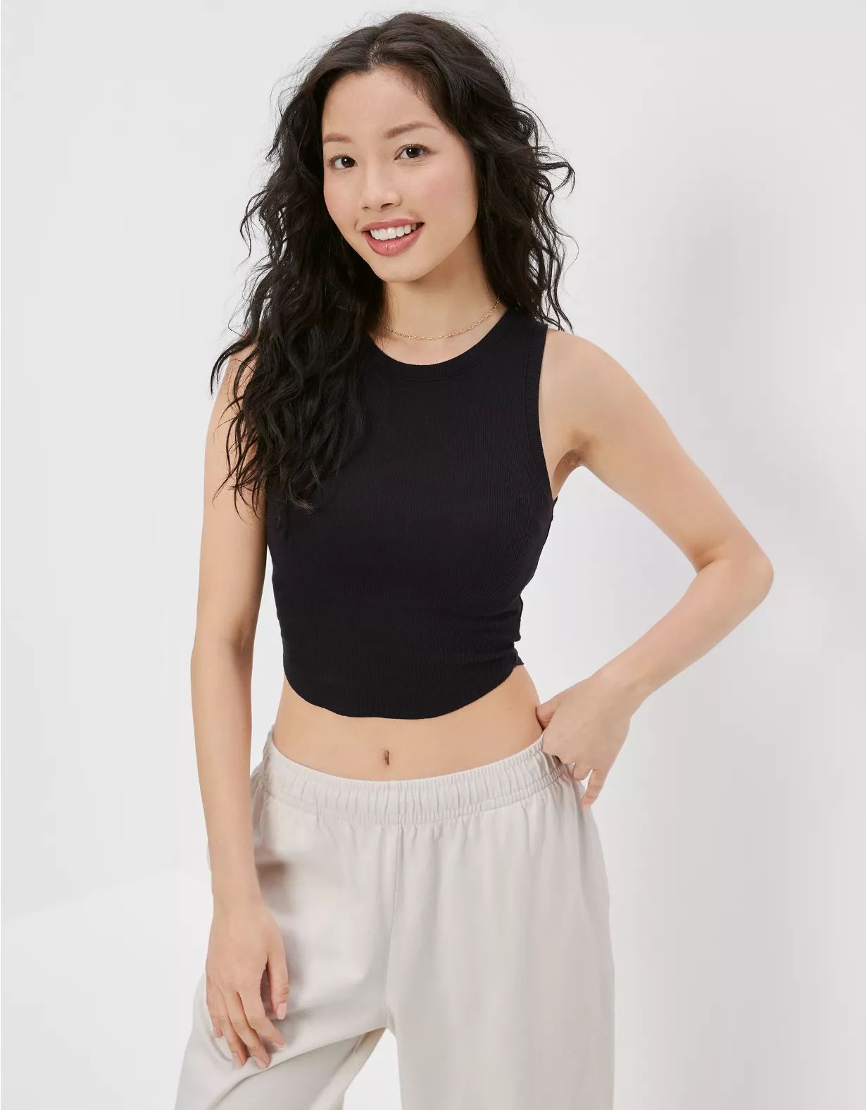 AE Cropped High Neck Daily Fave Tank Top | American Eagle Outfitters (US & CA)