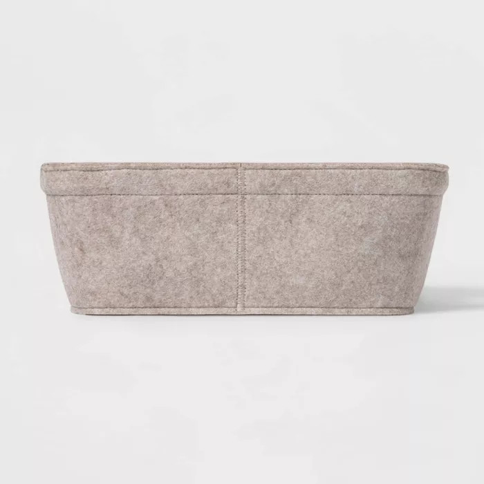 13"x11"x5" Small Felt Basket With Stitching & Cutout Handlesize Oatmeal - Project 62™ | Target