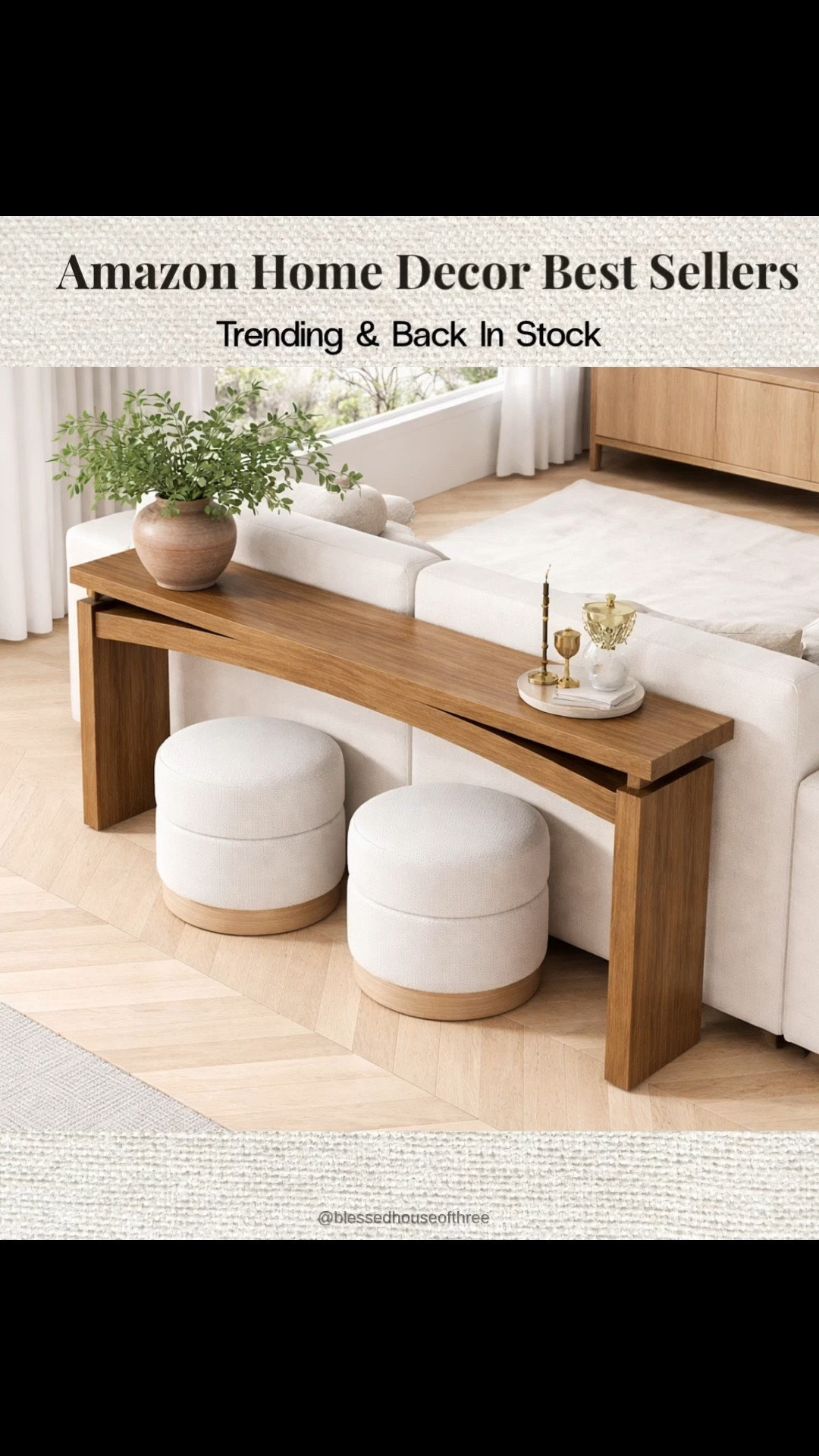 Amazon home decor best sellers you’re seeing everywhere right now 🤍 These trending neutral finds are perfect for a modern, cozy home—from sculptural vases, storage ottomans,  and wood chain decor to the most loved ottomans and statement furniture. These are favorites for a reason and so easy to style in any space. This console works in any style home  Follow me on LTK for daily home decor, fashion & Amazon finds 🤍 #amazonhome #homedecorfinds #neutralhome #amazonfavorites #modernhome

#LTKSaleAlert #LTKHome