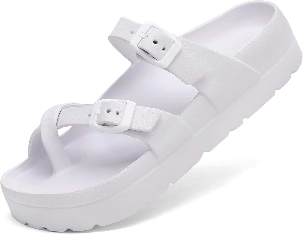 Womens Platform Sandals Adjustable Buckle Summer Arch Support Cushion Slides Woman Lightweight Th... | Amazon (US)