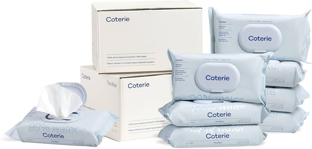 Coterie Baby Wipes, 8 Pack, 448 Count, Unscented Wipes, 99% Purified Water, Plastic-Free & Plant-... | Amazon (US)