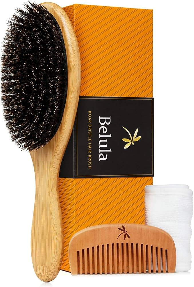 Belula 100% Boar Bristle Hair Brush Set (Medium). Soft Natural Bristles for Thin and Fine Hair. R... | Amazon (US)