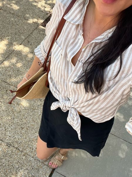 Skirt season was upon us last week and I took full advantage of it by wearing some new skirts that I picked up from @abercrombie. This faux wrap one was worn several times before the cooler weather came back 🤣 

#LTKfindsunder100 #LTKfindsunder50 #LTKstyletip