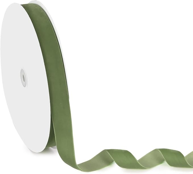 Velvet Ribbon for Gift Wrapping Christmas Tree DIY Crafts, Vintage Olive Green Ribbon for Wedding... | Amazon (US)