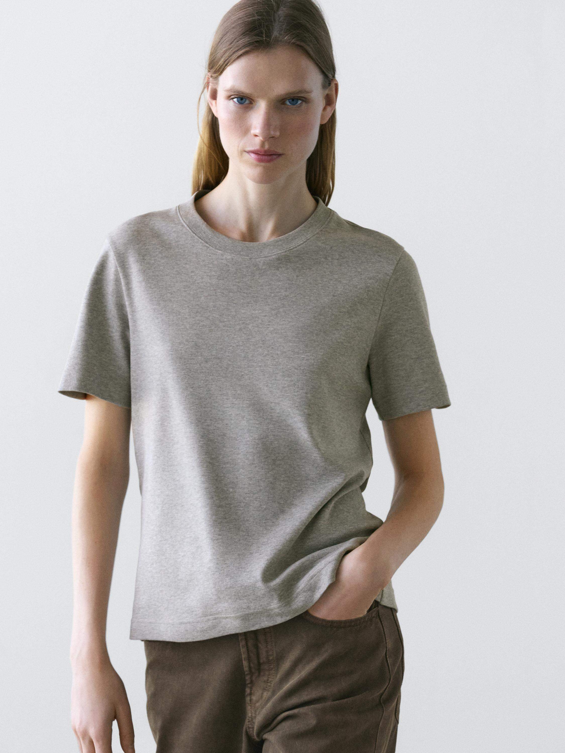 100% cotton interlock crew neck T-shirt | Massimo Dutti US