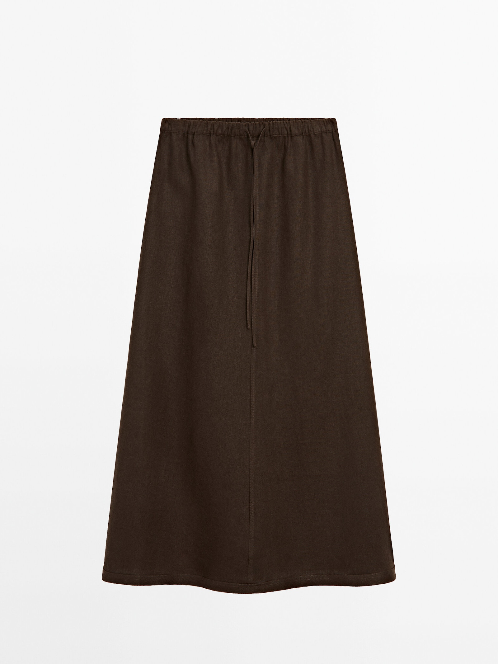 100% linen midi skirt with drawstring | Massimo Dutti US