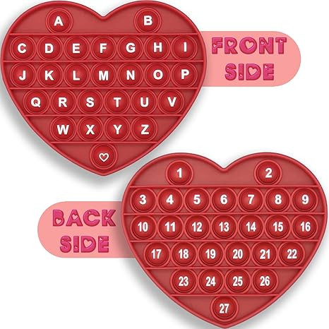 Red Heart Shaped Pop Bubble Valentines Fidget Toy with Letters and Numbers, Xmas Gift Sensory Toy... | Amazon (US)