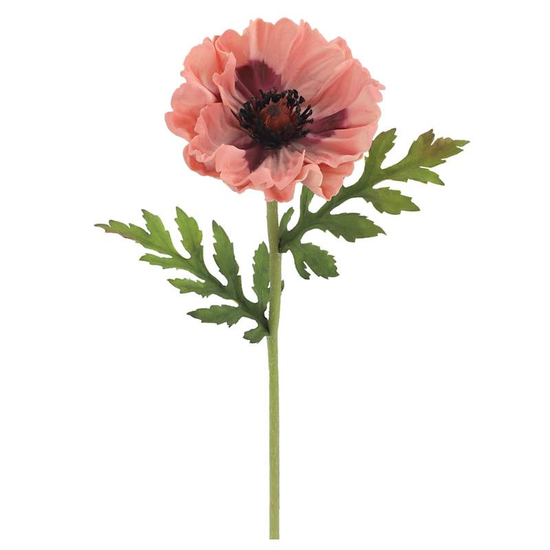 Pink Soft Touch Poppy Floral Pick, 12.5" | At Home