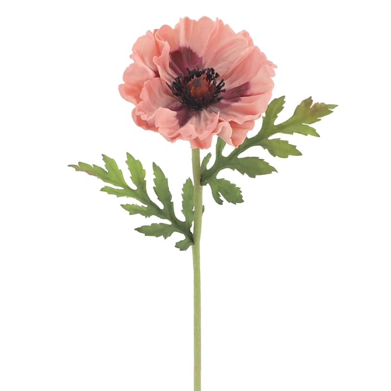 Pink Soft Touch Poppy Floral Pick, 12.5" | At Home